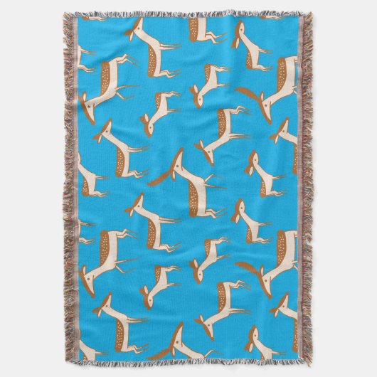Cute Baby Deer and Family on Sky Blue Deken (Voorkant Verticaal)