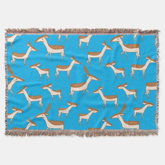 Cute Baby Deer and Family on Sky Blue Deken (Voorkant)