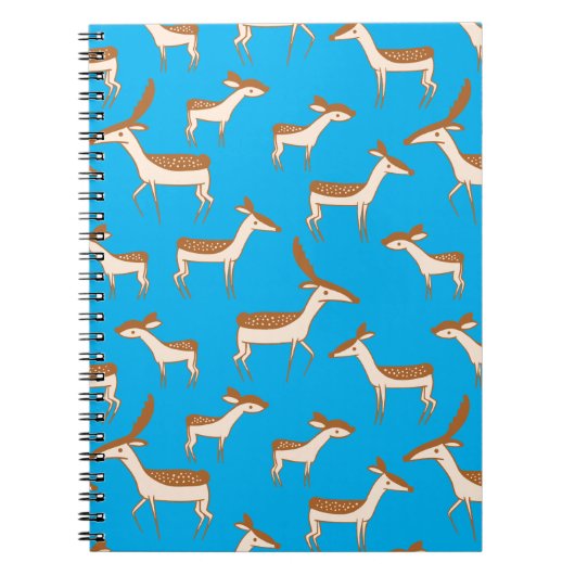 Cute Baby Deer and Family on Sky Blue Notitieboek (Voorkant)