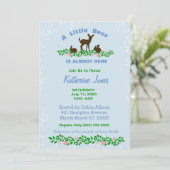 Cute Baby Deer Baby shower Invitation (blauw) Kaart (Staand voorkant)