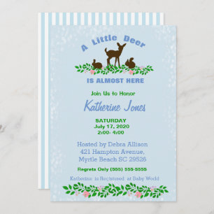Cute Baby Deer Baby shower Invitation (blauw) Kaart