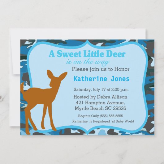 Cute Baby Deer Baby shower Invitation Kaart (Voorkant)