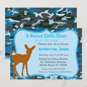 Cute Baby Deer Baby shower Invitation Kaart (Voorkant / Achterkant)