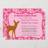 Cute Baby Deer Baby shower Invitation Kaart (Voorkant / Achterkant)