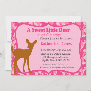 Cute Baby Deer Baby shower Invitation Kaart