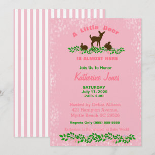 Cute Baby Deer Baby shower Invitation (roze) Kaart