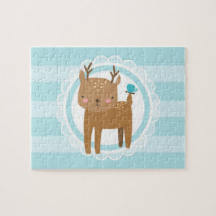 Cute Baby Deer Blue Legpuzzel