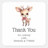 Cute Baby Deer Cartoon Drawing Party Thank You Vierkante Sticker (Voorkant)