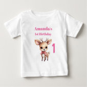 Cute Baby Deer Cartoon Illustration 1st Birthday (Voorkant)