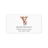 Cute Baby Deer Cartoon Illustration Address Etiket (Voorkant)
