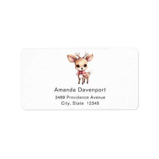 Cute Baby Deer Cartoon Illustration Address Etiket (Voorkant)