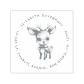 Cute Baby Deer Cartoon Illustration Address Zelfinktende Stempel (Design)