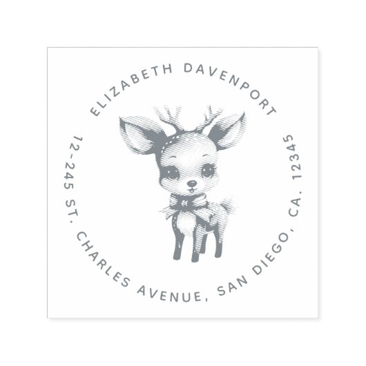 Cute Baby Deer Cartoon Illustration Address Zelfinktende Stempel (Design)