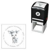 Cute Baby Deer Cartoon Illustration Address Zelfinktende Stempel (In situ)