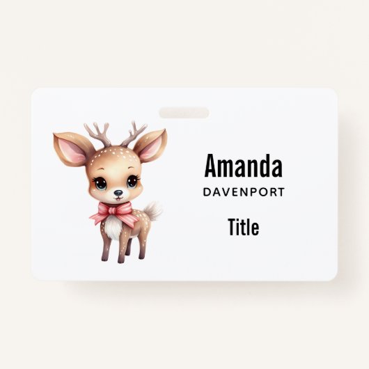 Cute Baby Deer Cartoon Illustration Badge (Voorkant)