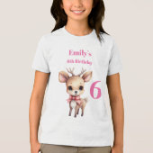 Cute Baby Deer Cartoon Illustration Birthday Tri-Blend Shirt (Voorkant)