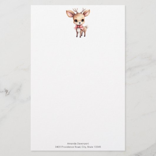 Cute Baby Deer Cartoon Illustration Briefpapier (Voorkant)