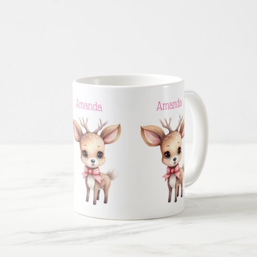 Cute Baby Deer Cartoon Illustration Koffiemok (Voorkant rechts)