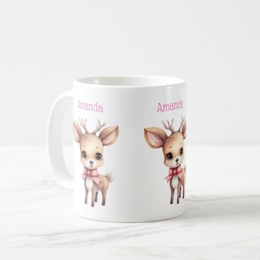 Cute Baby Deer Cartoon Illustration Koffiemok (Voorkant links)