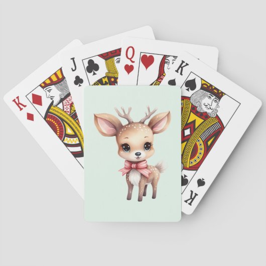 Cute Baby Deer Cartoon Illustration Pokerkaarten (Achterkant)