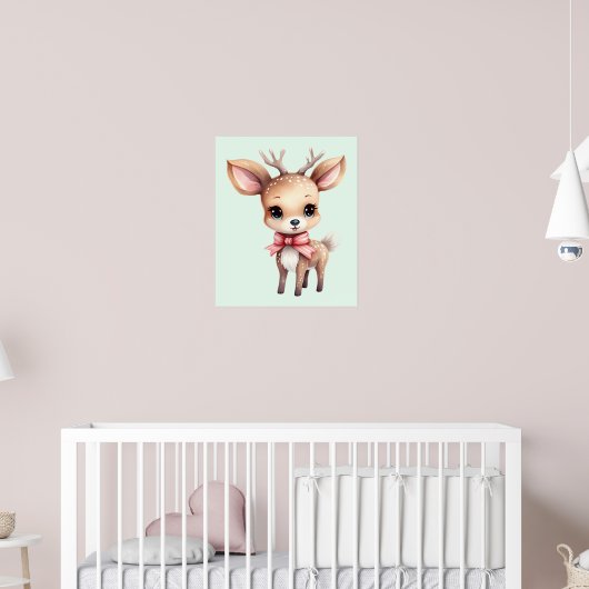 Cute Baby Deer Cartoon Illustration Poster (Kinderkamer 2)