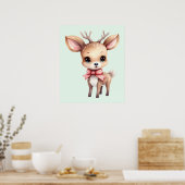 Cute Baby Deer Cartoon Illustration Poster (Keuken)