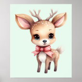 Cute Baby Deer Cartoon Illustration Poster (Voorkant)