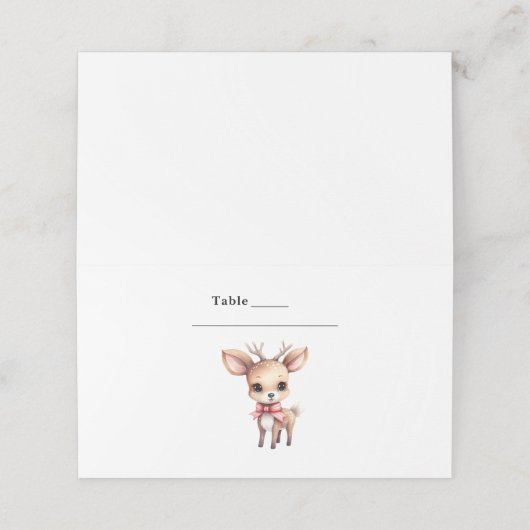 Cute Baby Deer Cartoon Illustration Table Plaatskaartje (Buitenkant ongevouwen)