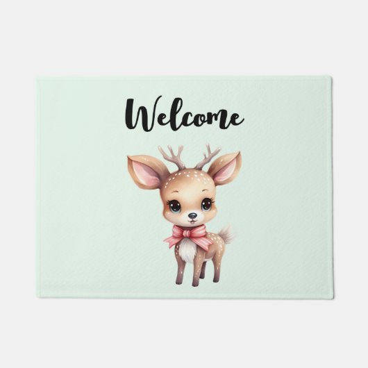 Cute Baby Deer Cartoon Illustration Welcome Deurmat (Voorkant)