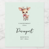 Cute Baby Deer Cartoon Illustration Wine Making Wijn Etiket (Enkel label)