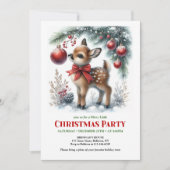Cute baby deer Christmas kids invitation editable  Kaart (Voorkant)