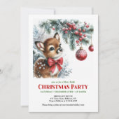 Cute baby deer Christmas kids invitation printable Kaart (Voorkant)