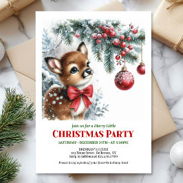 Cute baby deer Christmas kids invitation printable Kaart