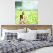 Cute Baby Deer Fawn in Grass Natuur Photography Canvas Afdruk (Insitu (Slaapkamer))