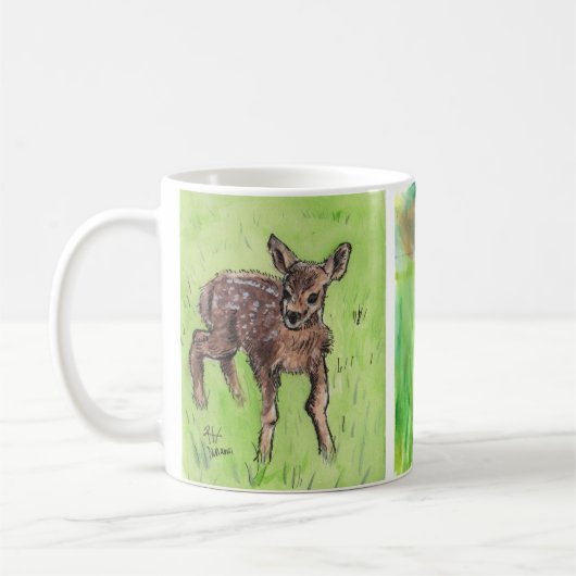 Cute Baby Deer Fawns Koffiemok (Links)