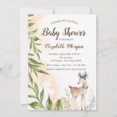 Cute Baby Deer Leaves Baby shower Invitation Kaart (Voorkant)