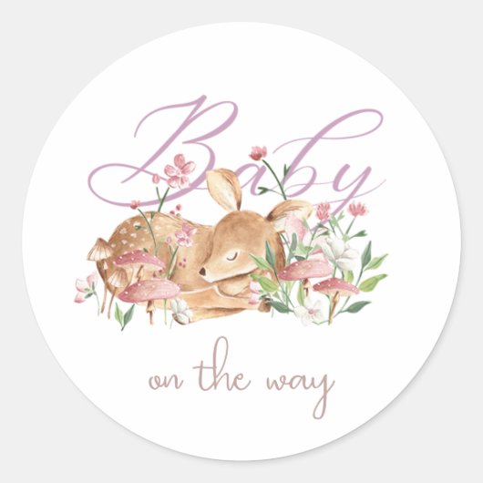 Cute Baby Deer Sleeping in Woodland Garden Ronde Sticker (Voorkant)