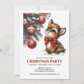 Cute baby deer watercolor Christmas invitation  Kaart (Voorkant)