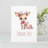 Cute Baby Deer with Gifts Party Bedankkaart (Staand voorkant)