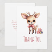 Cute Baby Deer with Gifts Party Bedankkaart (Voorkant / Achterkant)