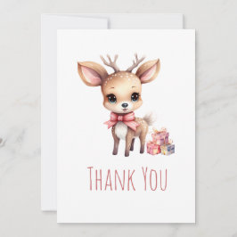 Cute Baby Deer with Gifts Party Bedankkaart