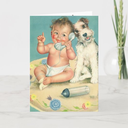  Cute Baby die op Puppy Dog van de Telefoon spreek (Voorkant)