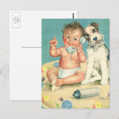  Cute Baby die op Puppy Dog van de Telefoon spreek Briefkaart (Voorkant / Achterkant)