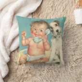  Cute Baby die op Puppy Dog van de Telefoon spreek Kussen (Deken)