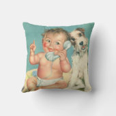  Cute Baby die op Puppy Dog van de Telefoon spreek Kussen (Achterkant)