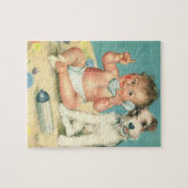 Cute Baby die op Puppy Dog van de Telefoon spreek Legpuzzel (Horizontaal)