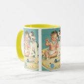 Cute Baby die op Puppy Dog van de Telefoon spreek Mok (Voorkant links)