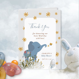 Cute Baby Dieren Bloemige Baby Shower Bedankkaart