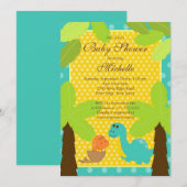 Cute Baby Dinasaur Baby shower Invitation Kaart (Voorkant / Achterkant)