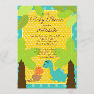 Cute Baby Dinasaur Baby shower Invitation Kaart